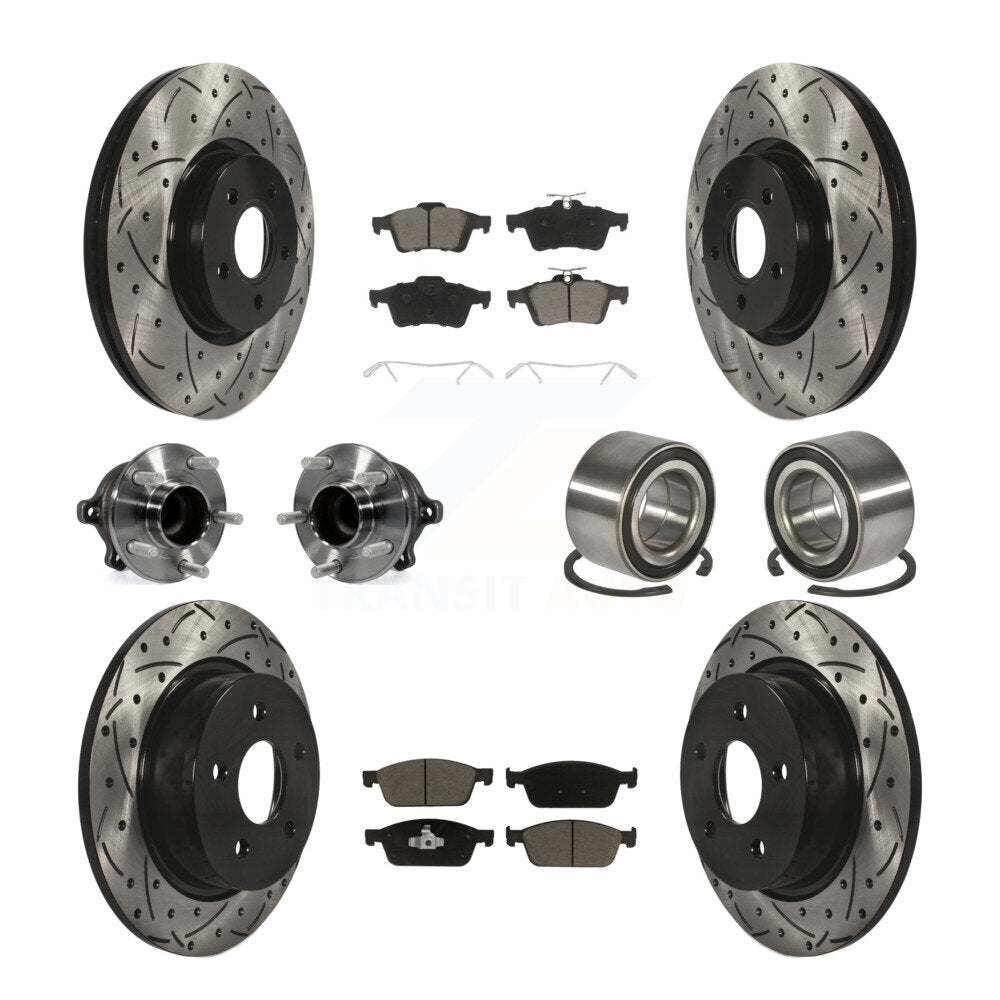 Kit de rotors et plaquettes de frein à disque revêtus de roulement de moyeu avant et arrière (10 pièces) pour Ford Escap