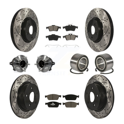 Kit de rotors et plaquettes de frein à disque revêtus de roulement de moyeu avant et arrière (10 pièces) pour Ford Escap