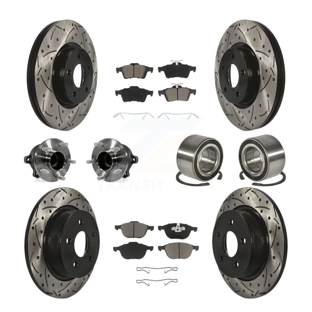 Kit de rotor et de plaquettes de frein revêtus de roulement de moyeu avant et arrière (10 pièces) pour Ford Escape c-ma