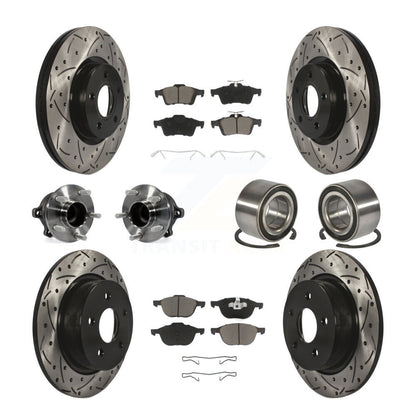 Kit de rotor et de plaquettes de frein revêtus de roulement de moyeu avant et arrière (10 pièces) pour Ford Escape c-ma