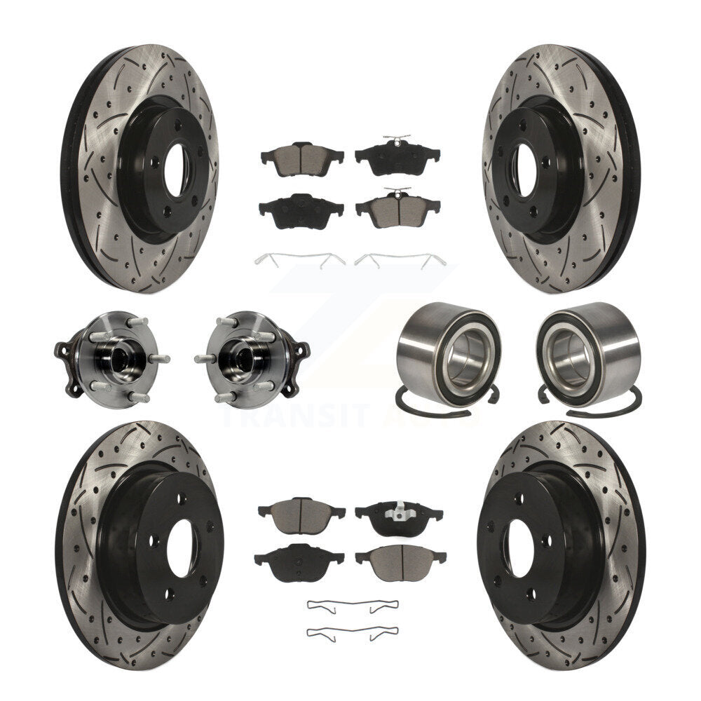 Kit de rotors et plaquettes de frein à disque revêtus de roulement de moyeu avant et arrière (10 pièces) pour Ford Escap