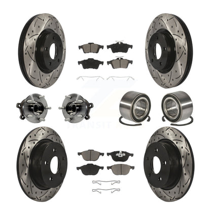 Kit de rotors et plaquettes de frein à disque revêtus de roulement de moyeu avant et arrière (10 pièces) pour Ford Escap