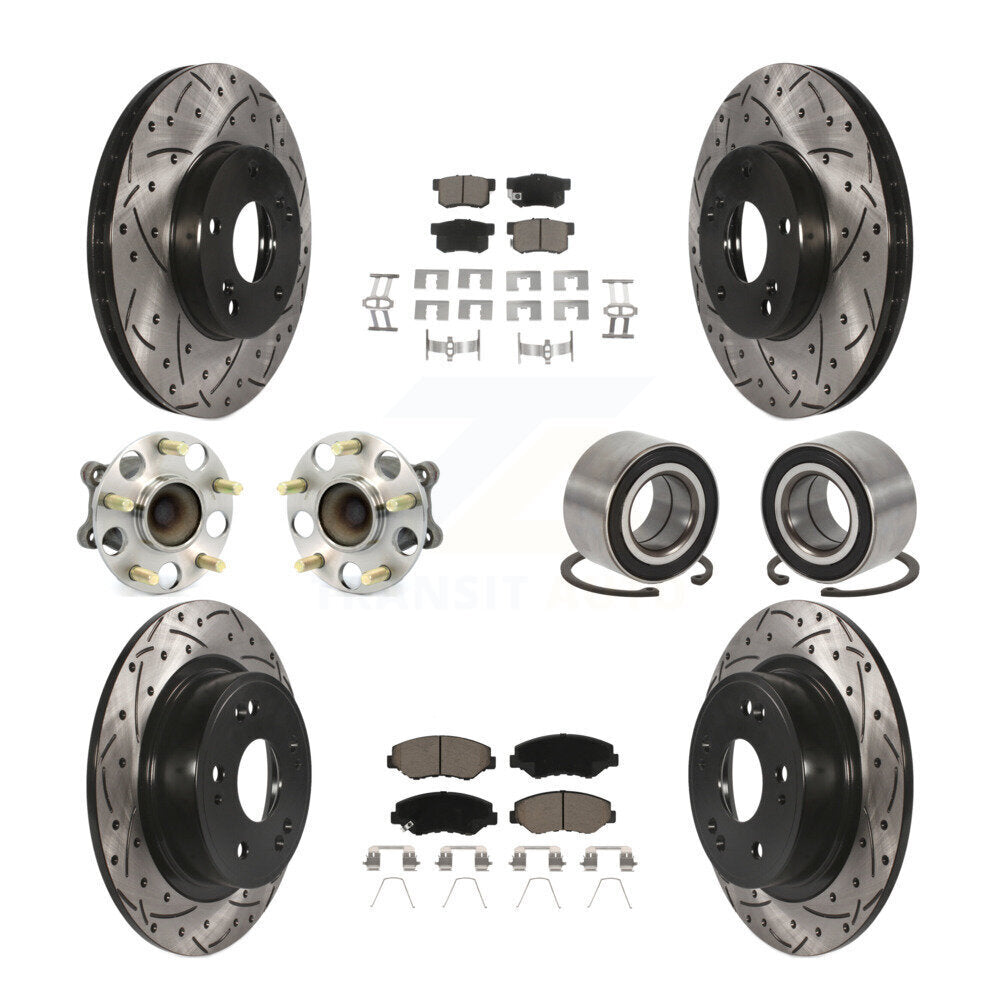 Kit de rotor et de plaquettes de frein à disque revêtus de roulement de moyeu avant et arrière (10 pièces) pour Honda Accor