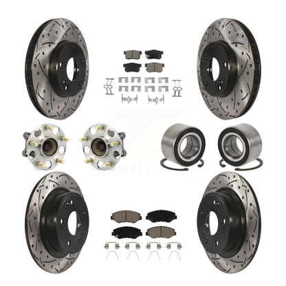 Kit de rotor et de plaquettes de frein à disque revêtus de roulement de moyeu avant et arrière (10 pièces) pour Honda Accor