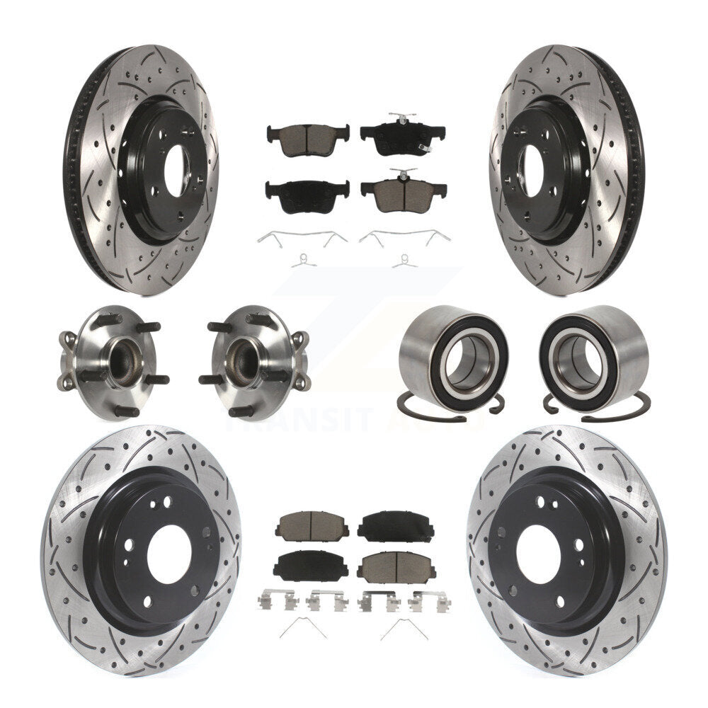 Kit de rotors et plaquettes de frein à disque revêtus de roulement de moyeu avant et arrière (10 pièces) pour Honda Civi