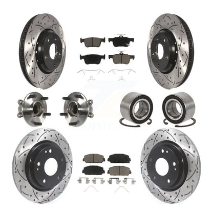 Kit de rotors et plaquettes de frein à disque revêtus de roulement de moyeu avant et arrière (10 pièces) pour Honda Civi