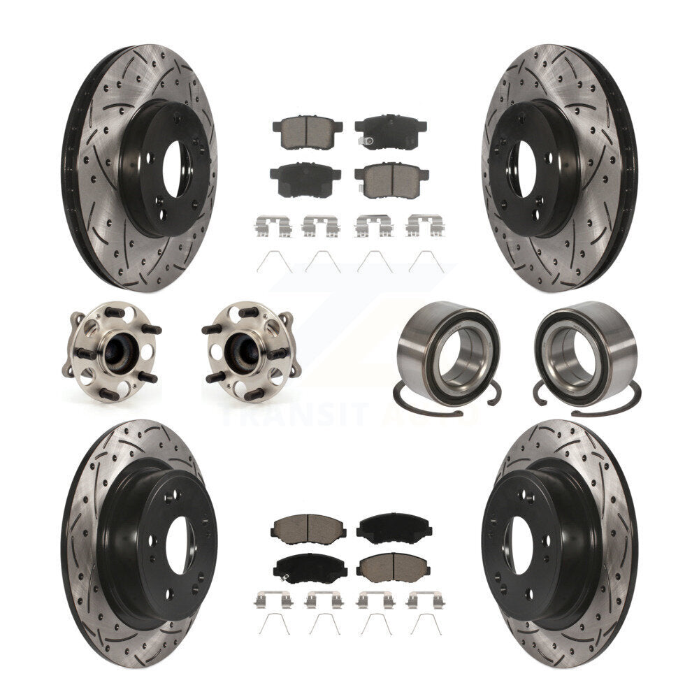 Kit de rotor et de plaquettes de frein à disque revêtus de roulement de moyeu avant et arrière (10 pièces) pour Honda Accor