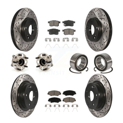 Kit de rotor et de plaquettes de frein à disque revêtus de roulement de moyeu avant et arrière (10 pièces) pour Honda Accor