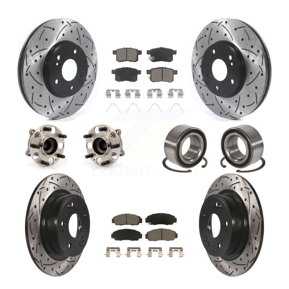 Kit de plaquettes de rotor de frein enduites de roulement de moyeu avant et arrière (10 pièces) pour Honda Accord Acur