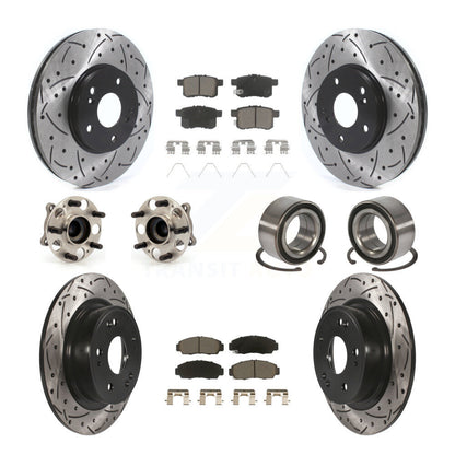 Kit de plaquettes de rotor de frein enduites de roulement de moyeu avant et arrière (10 pièces) pour Honda Accord Acur
