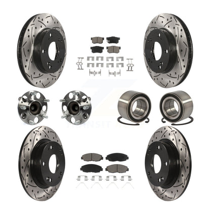 Kit de rotors et plaquettes de frein à disque revêtus de roulement de moyeu avant et arrière (10 pièces) pour Honda Civi