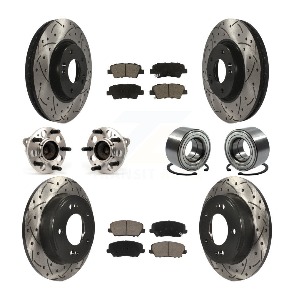 Kit de rotors et plaquettes de frein revêtus de roulement de moyeu avant et arrière (10 pièces) pour Hyundai Veloste