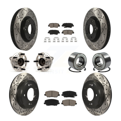 Kit de rotors et plaquettes de frein revêtus de roulement de moyeu avant et arrière (10 pièces) pour Kia Forte Forte
