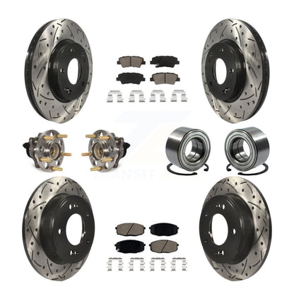 Kit de plaquettes de rotor de frein enduites de roulement de moyeu avant et arrière (10 pièces) pour Kia Sou 2014 – 2016