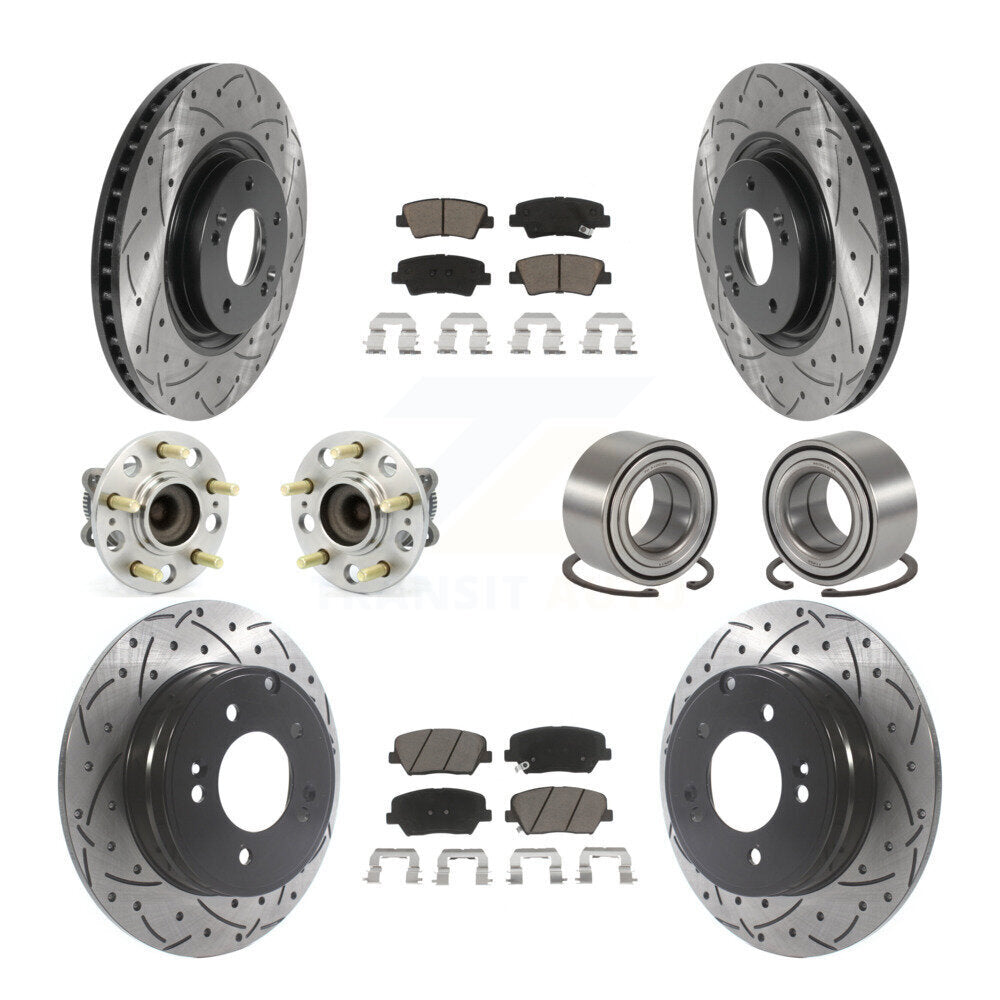 Kit de plaquettes de rotor de frein à disque revêtues de roulement de moyeu avant et arrière (10 pièces) pour Hyundai Azer