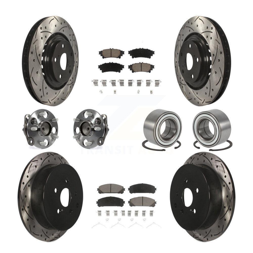 Kit de rotor et de plaquettes de frein revêtus de roulement de moyeu avant et arrière (10 pièces) pour Toyota Sienna FW