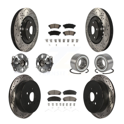 Kit de rotor et de plaquettes de frein revêtus de roulement de moyeu avant et arrière (10 pièces) pour Toyota Sienna FW