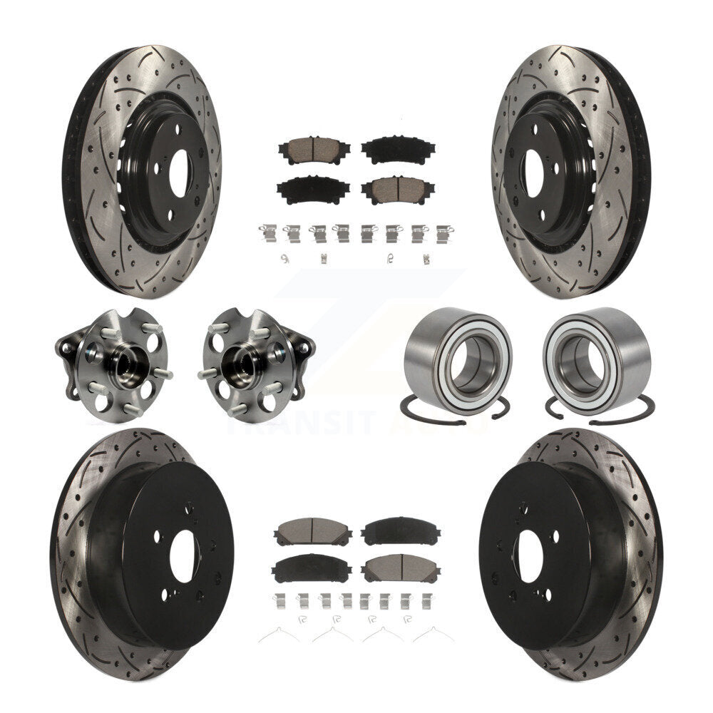 Kit de rotor et de plaquettes de frein revêtus de roulement de moyeu avant et arrière (10 pièces) pour Toyota Sienna AW