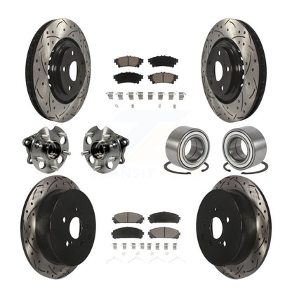 Kit de rotor et de plaquettes de frein revêtus de roulement de moyeu avant et arrière (10 pièces) pour Toyota Sienna AW