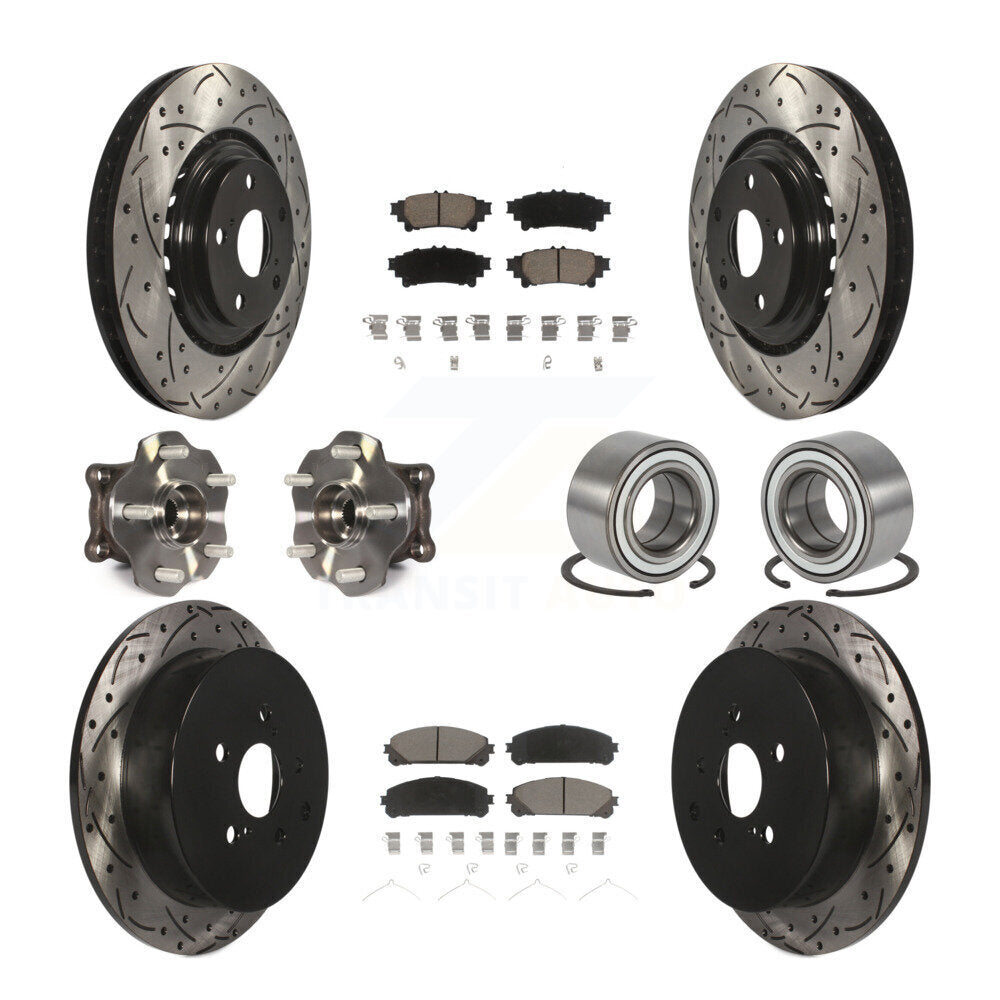 Kit de rotor et de plaquettes de frein revêtus de roulement de moyeu avant et arrière (10 pièces) pour Toyota Highlande