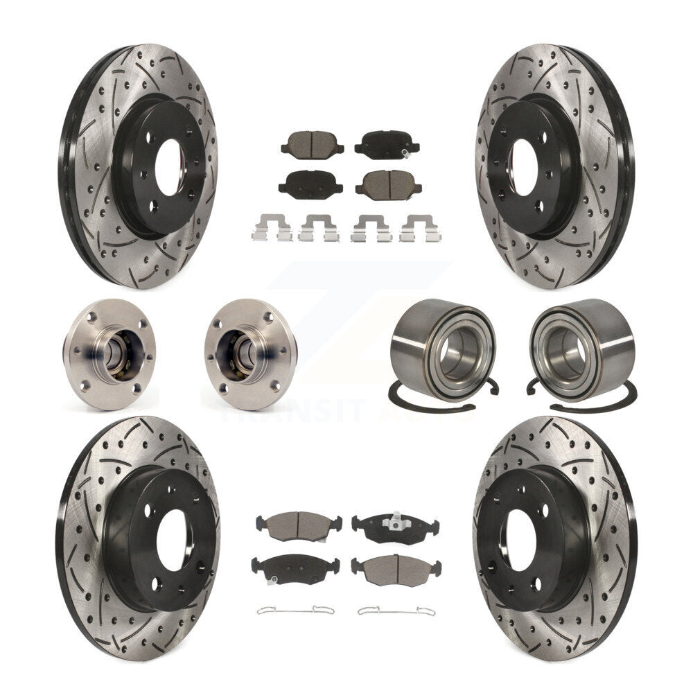 Kit de rotors et plaquettes de frein à disque revêtus de roulement de moyeu avant et arrière (10 pièces) pour Fiat 50