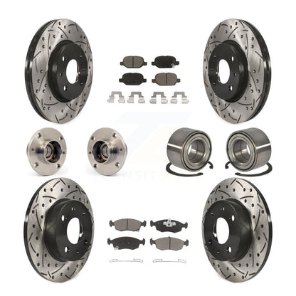 Kit de rotors et plaquettes de frein à disque revêtus de roulement de moyeu avant et arrière (10 pièces) pour Fiat 50