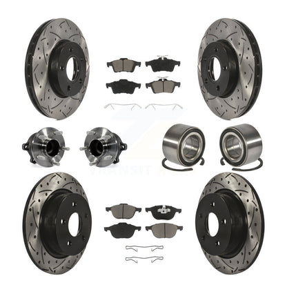 Kit de rotor et de plaquettes de frein à disque revêtus de roulement de moyeu avant et arrière (10 pièces) pour Ford c-ma