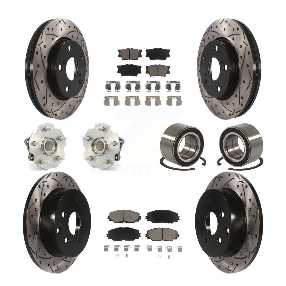Kit de rotor et de plaquettes de frein revêtus de roulement de moyeu avant et arrière (10 pièces) pour Lexus HS250 2010