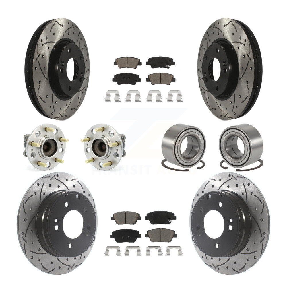 Kit de plaquettes de rotor de frein enduites de roulement de moyeu avant et arrière (10 pièces) pour Hyundai Sonata Ki