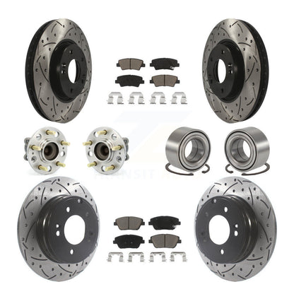 Kit de plaquettes de rotor de frein enduites de roulement de moyeu avant et arrière (10 pièces) pour Hyundai Sonata Ki