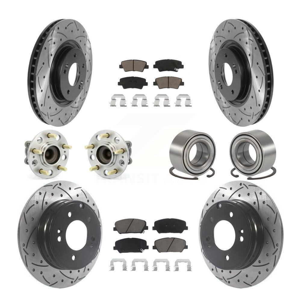 Kit de rotor et de plaquettes de frein revêtus de roulement de moyeu avant et arrière (10 pièces) pour Kia Optima 2.0