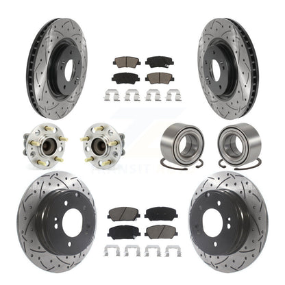 Kit de rotor et de plaquettes de frein revêtus de roulement de moyeu avant et arrière (10 pièces) pour Kia Optima 2.0