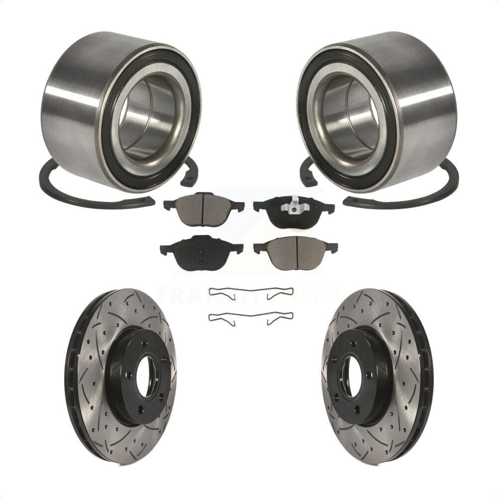 Kit de plaquettes de Rotor de frein à fente percée, roulement de roue avant, pour Ford Focus c-ma