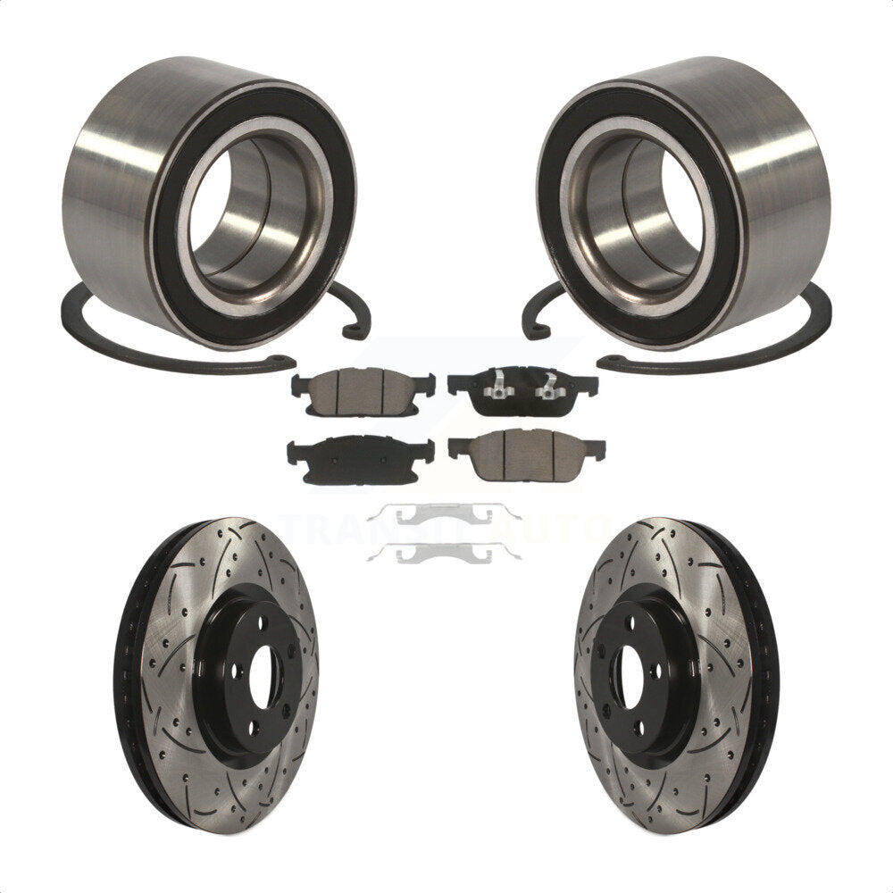 Kit de Rotor et de plaquettes de frein fendus percés avec roulement de roue avant, pour Ford Edge