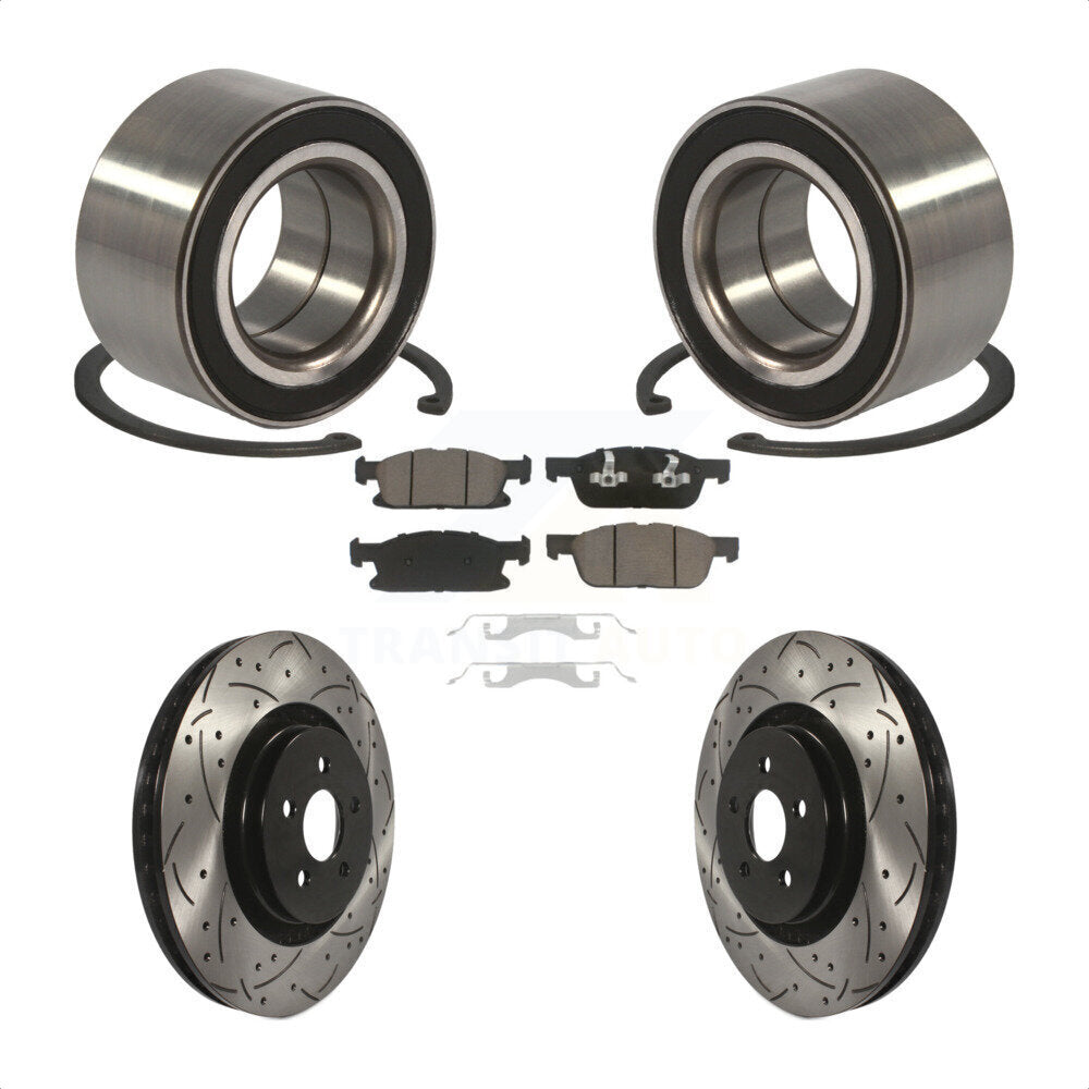 Kit de Rotor et de plaquettes de frein fendus percés avec roulement de roue avant, pour Ford Edge