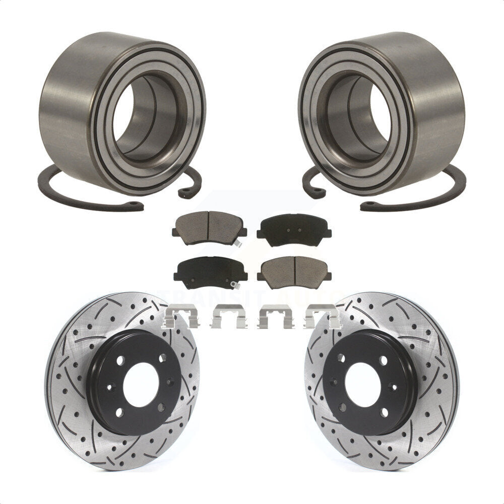 Kit de plaquettes de Rotor de frein, fente de perçage, roulement de roue avant, pour Hyundai Accen 2012 – 2017
