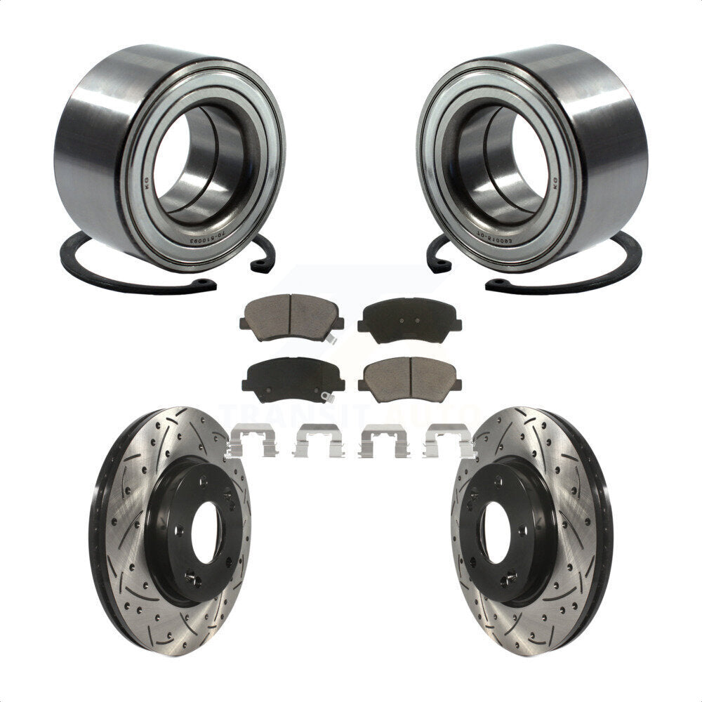 Kit de plaquettes de Rotor de frein, roulement de roue avant, fente percée, pour Hyundai Elantra GT Ki