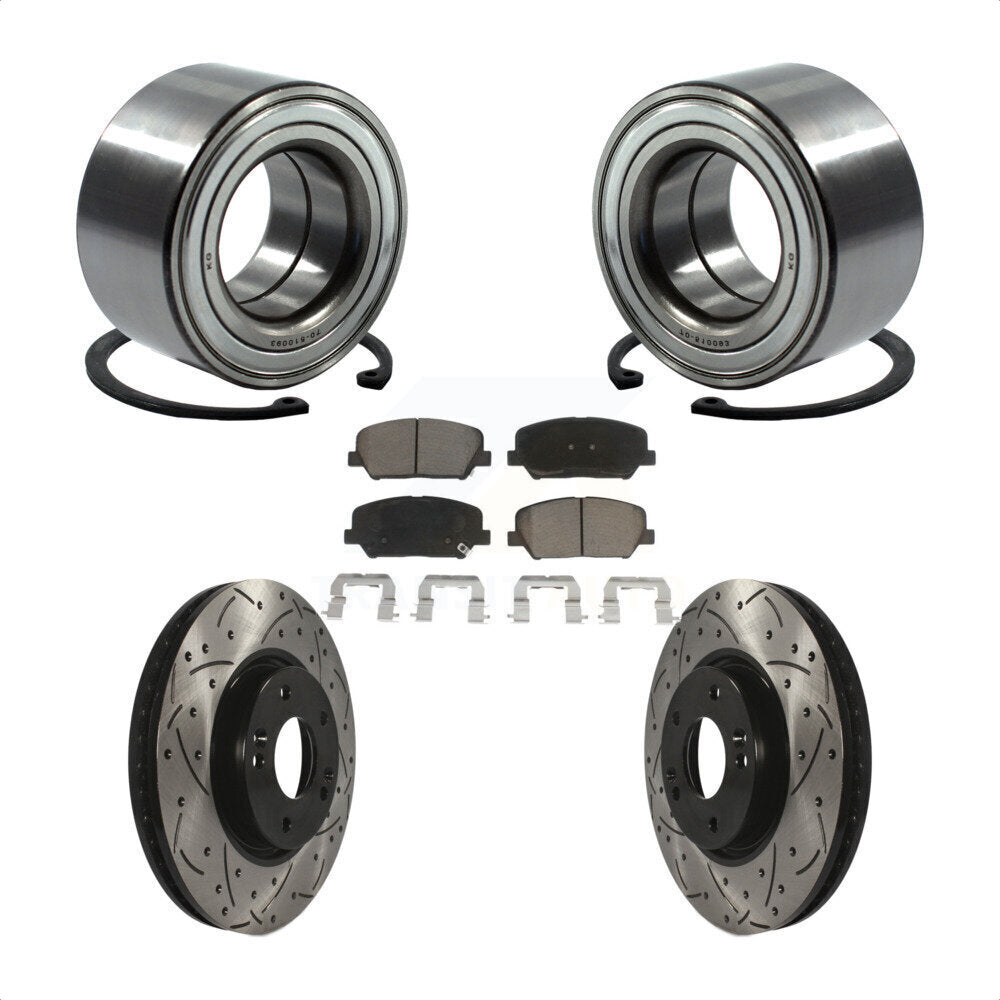 Kit de Rotor et de plaquettes de frein, roulement de roue avant, fente percée, pour Kia Forte Forte5 Kou