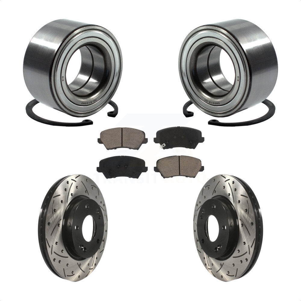 Kit de plaquettes de Rotor de frein, fente de perçage de roulement de roue avant, pour Kia Forte Hyundai Elantr