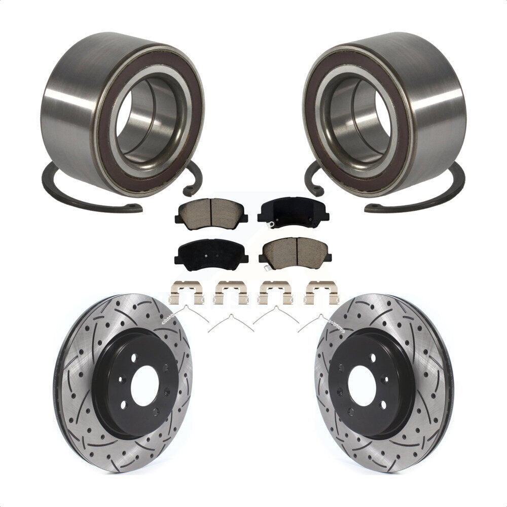 Kit de plaquettes de Rotor de frein, roulement de roue avant, fente percée, pour Kia Rio Hyundai Accen