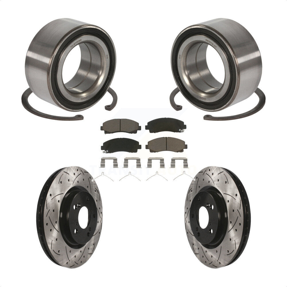 Kit de plaquettes de Rotor de frein avec fente de perçage revêtue de roulement de roue avant pour Acura T 2009 – 2014