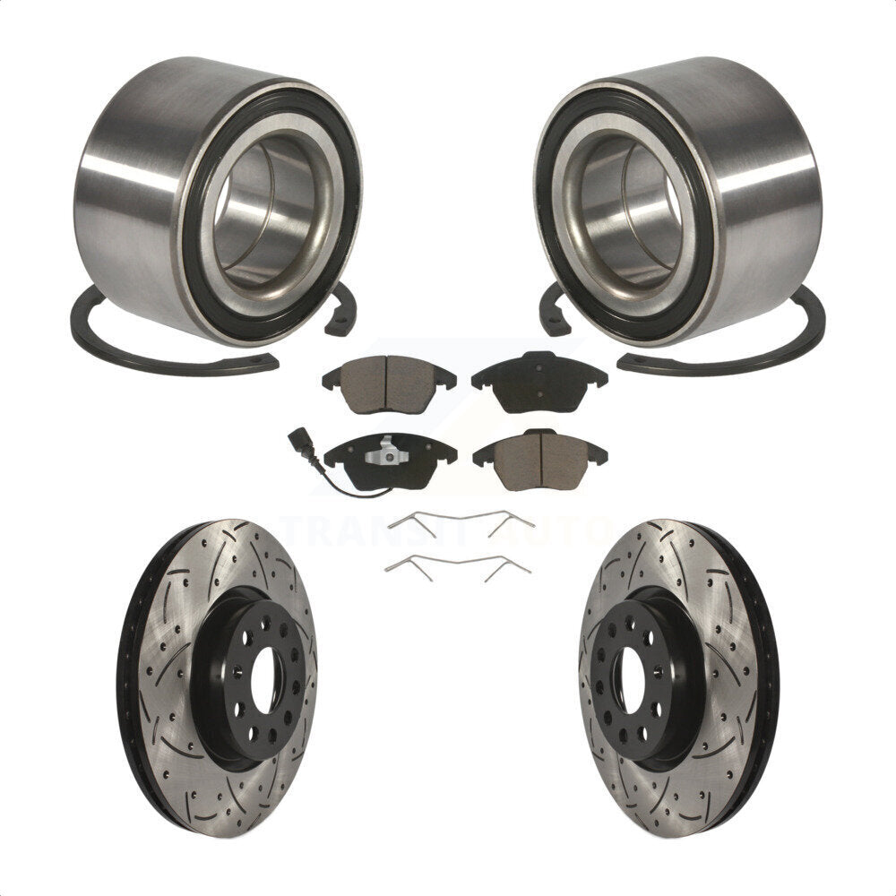 Kit de rotor et de plaquettes de frein à fente percée avec roulement avant, pour Volkswagen Jetta GT