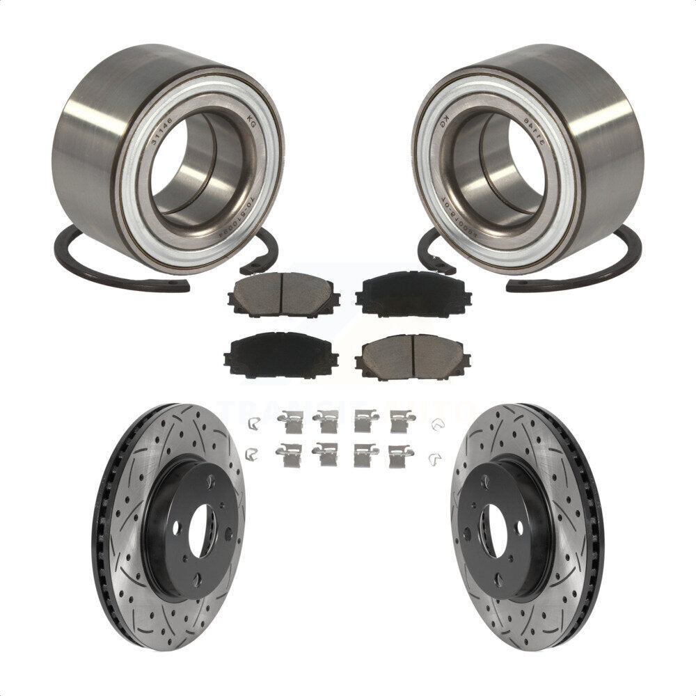 Kit de plaquettes de Rotor de frein, roulement de roue avant, fente percée, pour Toyota Yaris Prius C i