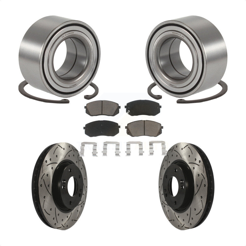 Kit de plaquettes de Rotor de frein avec fente de perçage revêtue de roulement de roue avant, pour Hyundai Tucson Ki