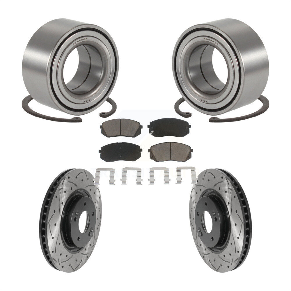 Kit de plaquettes de Rotor de frein avec fente de perçage revêtue de roulement de roue avant, pour Hyundai Tucson Ki