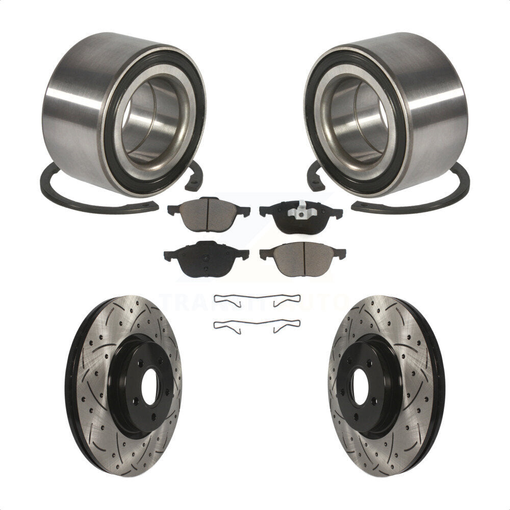 Kit de plaquettes de Rotor de frein, roulement de roue avant, fente de perçage, pour Ford Transit Connect