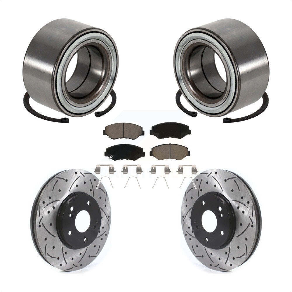 Kit de rotor et de plaquettes de frein à fente percée pour roulement de roue avant, pour Honda Pilo 2005 – 2008