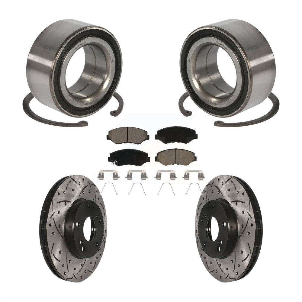Kit de plaquettes de Rotor de frein fendues percées avec roulement de roue avant, pour Honda Accor