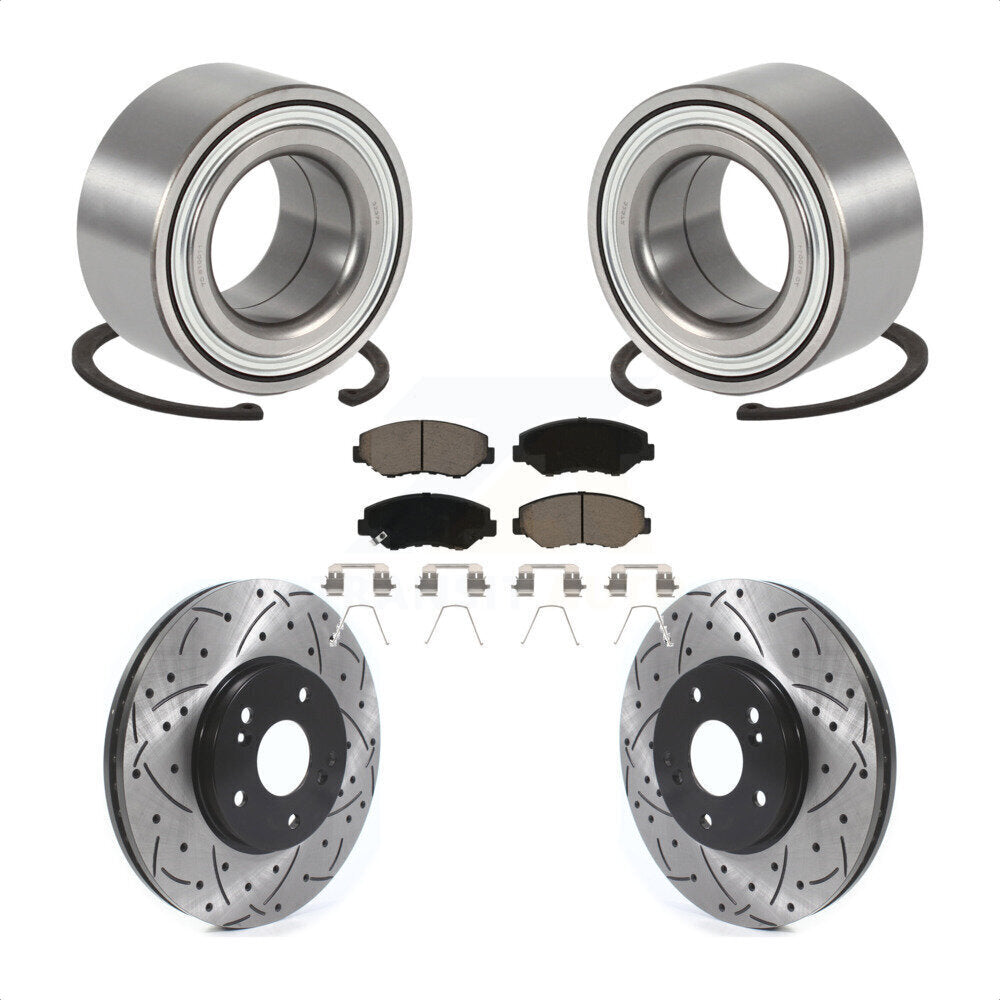 Kit de rotor et de plaquettes de frein à fente percée pour roulement de roue avant, pour Honda Pilo 2003 – 2004