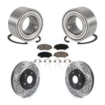 Kit de rotor et de plaquettes de frein à fente percée pour roulement de roue avant, pour Honda Pilo 2003 – 2004